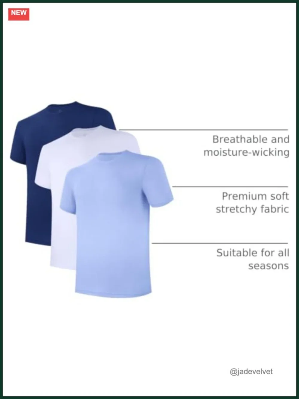 3 Pack Men's Undershirts - Soft Moisture Wicking Bamboo Blend Crew Neck Tees
